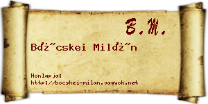 Böcskei Milán névjegykártya