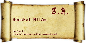 Böcskei Milán névjegykártya
